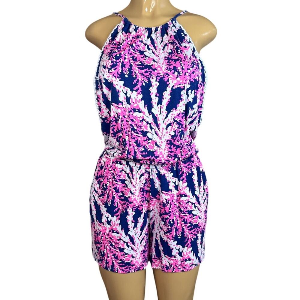 Lilly Pulitzer Gianni Shorts Halter Romper Nauti Navy Beyond The Sea SZ Small